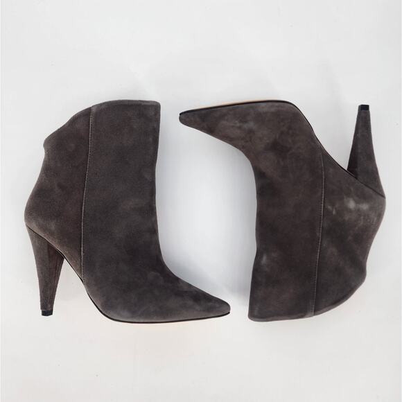 IRO Gray Suede Pointy Toe High-Low Booties Women's Size 36 (US 5.5) - Picture 1 of 14